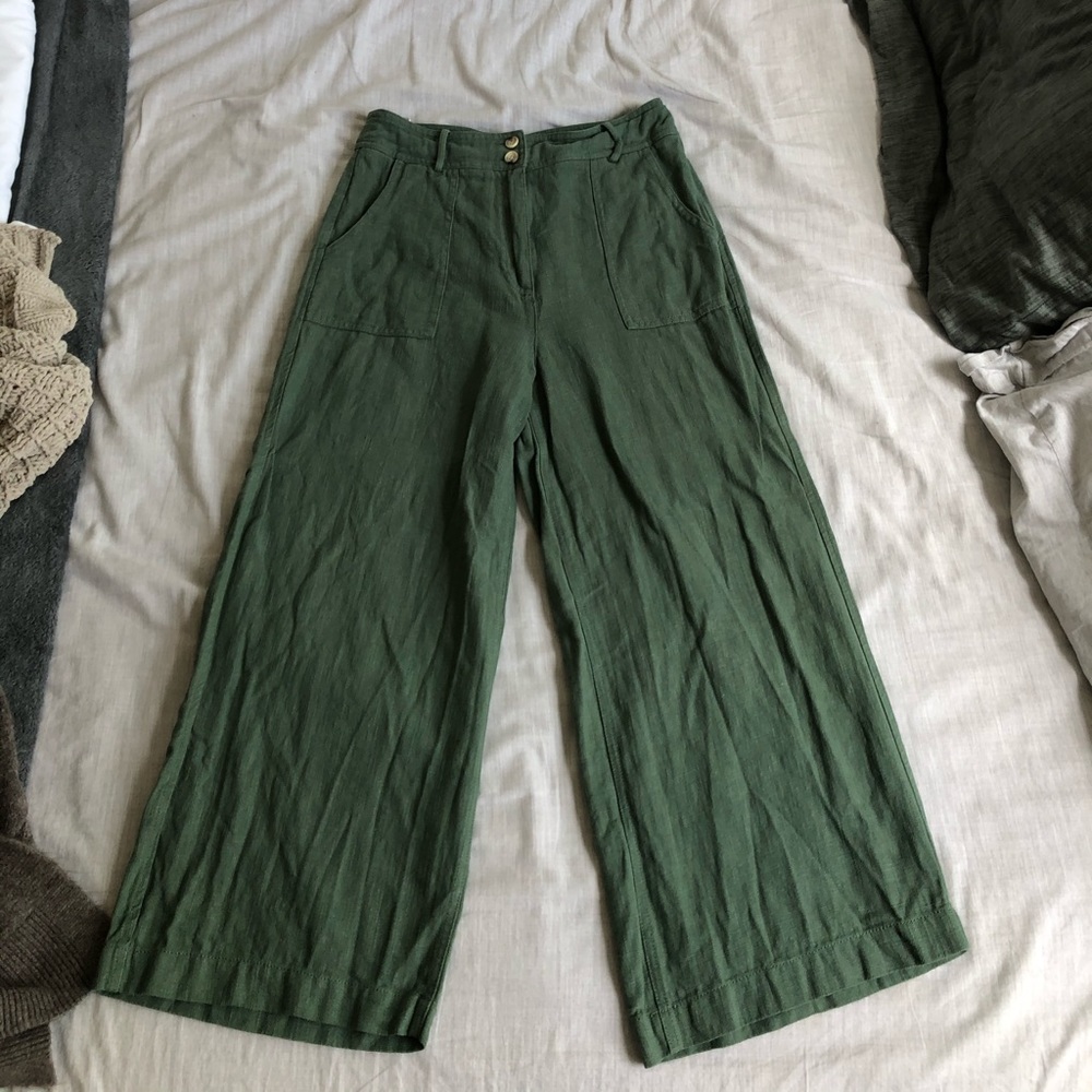 FRNCH High Waisted Linen Flare Pants